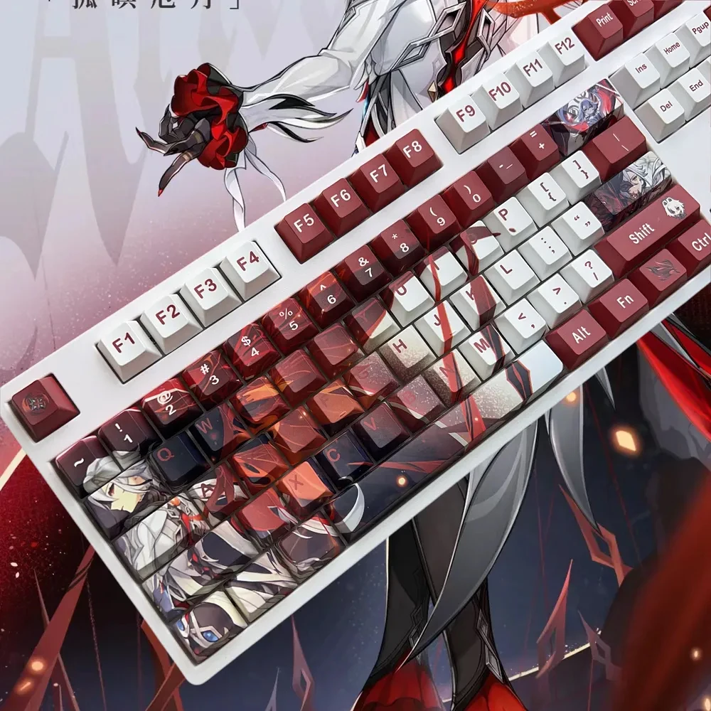 Imagem -04 - Arlecchino-genshin Impacto Cap Chave Transparente Sublimação Pbt Perfil Cereja Gaming Acessórios Teclado Mecânico