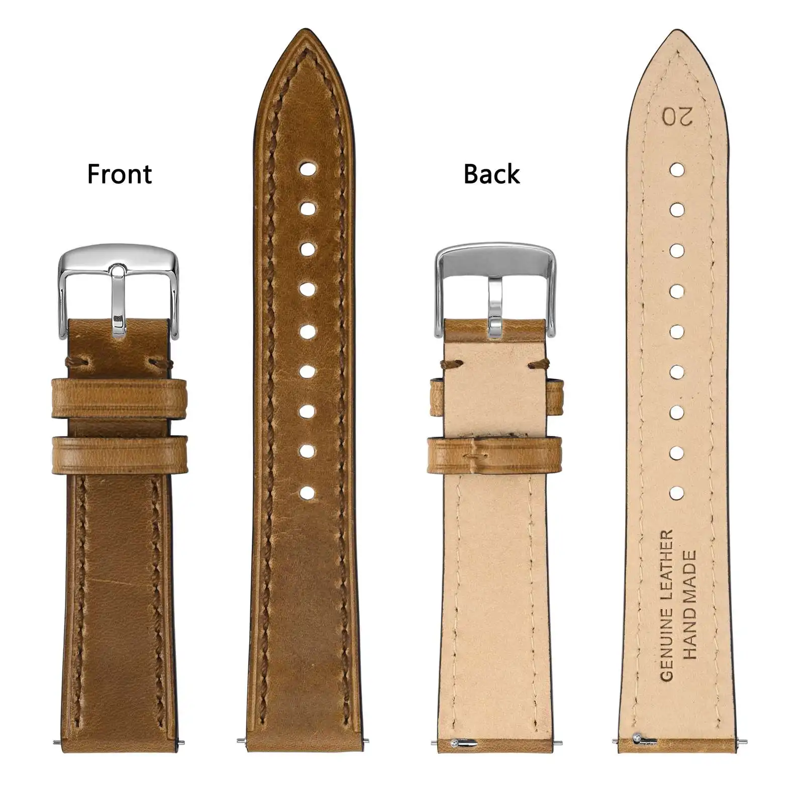 ANBEER Oiled Waxed Leather Watch Strap Watch Band for Men And Women Quick Release 18 mm 20mm 22mm Classic  Replacement Strap