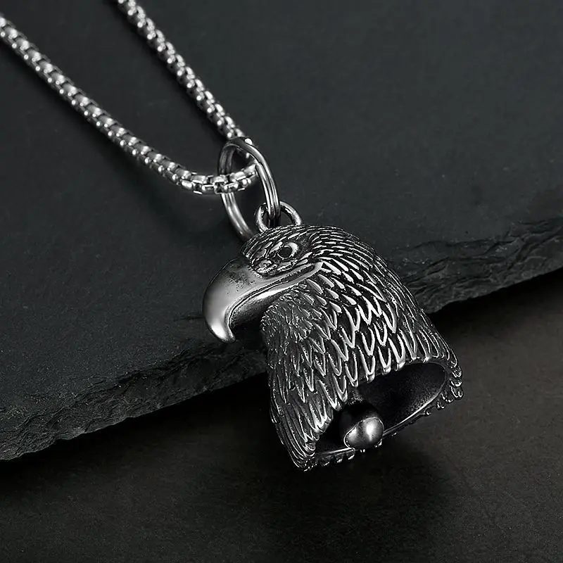 

Stainless steel casting retro polished American bald eagle riding exorcism bell