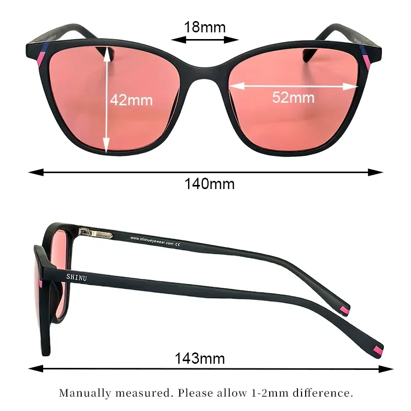 SHINU FL41 TR90 Women Migraine Eyewear FL-41 Tinted Lens Soothe Harsh Indoor & Screen Light Alleviate Light Sensitivity