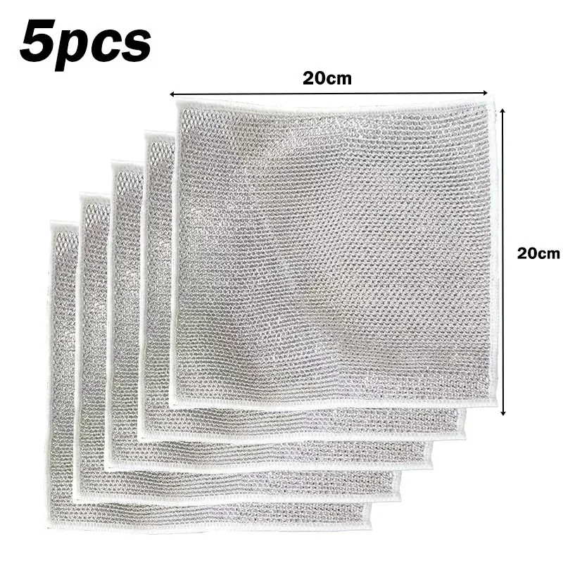 Dish Cloth Rust Removal Cleaning Cloth Kitchen Magic Dishwashing Towel Metal Steel Wire Cleaning Rag Microwave Stove Clean Tools