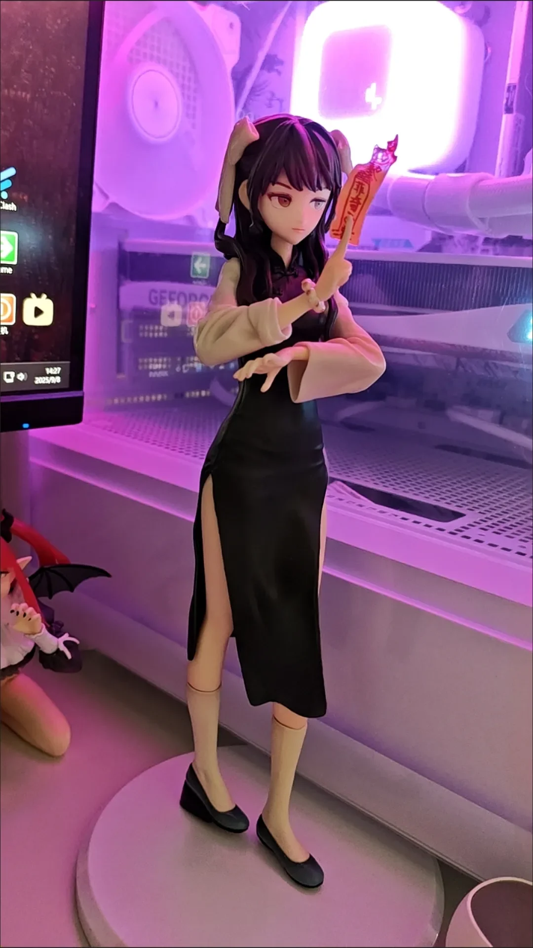 Figurki Kawaii Cheongsam Taoist Lori Girl, anime, animacja, statuetka, model, ręcznie robiona dekoracja z podstawką, ozdoba, prezent dla chłopca