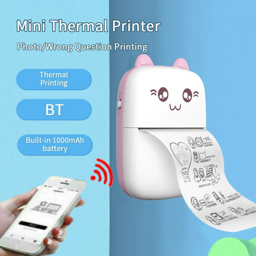 

Portable Label Mobile Thermal Printer Stationary Accessories Photo Wireless BT4.0 Printer Mini Pocket Thermal Recipt Printer