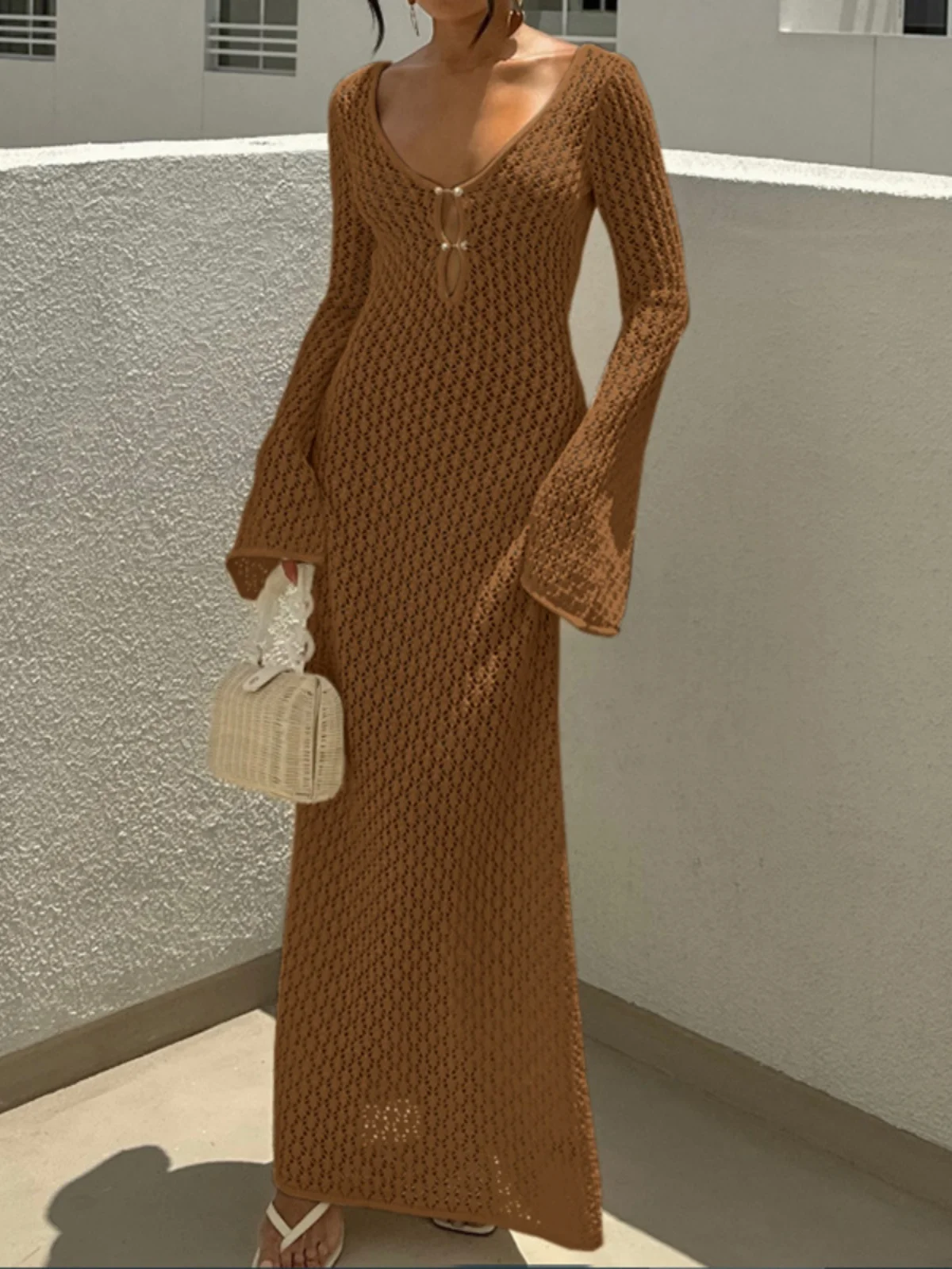 섹시한 V넥 롱 슬리브 드레스 여성 패션 드레스 슬림핏 디자인 2025 봄 컬렉션