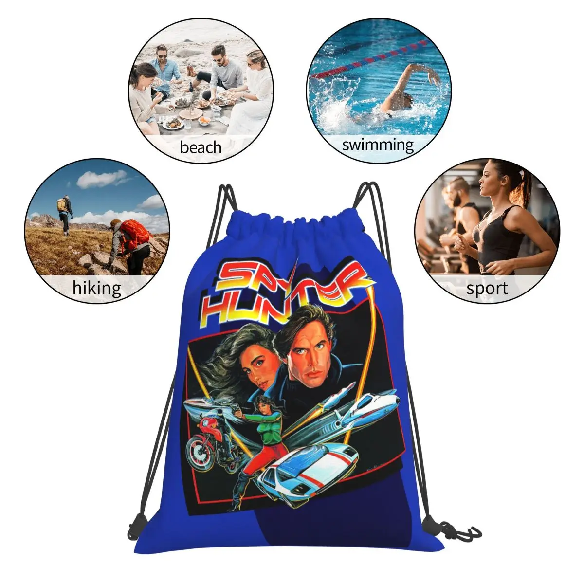 Spy Hunter Game Cover Backpacks Multi-function Portable Drawstring Bags Sports Bag Book Bags For Man Woman School
