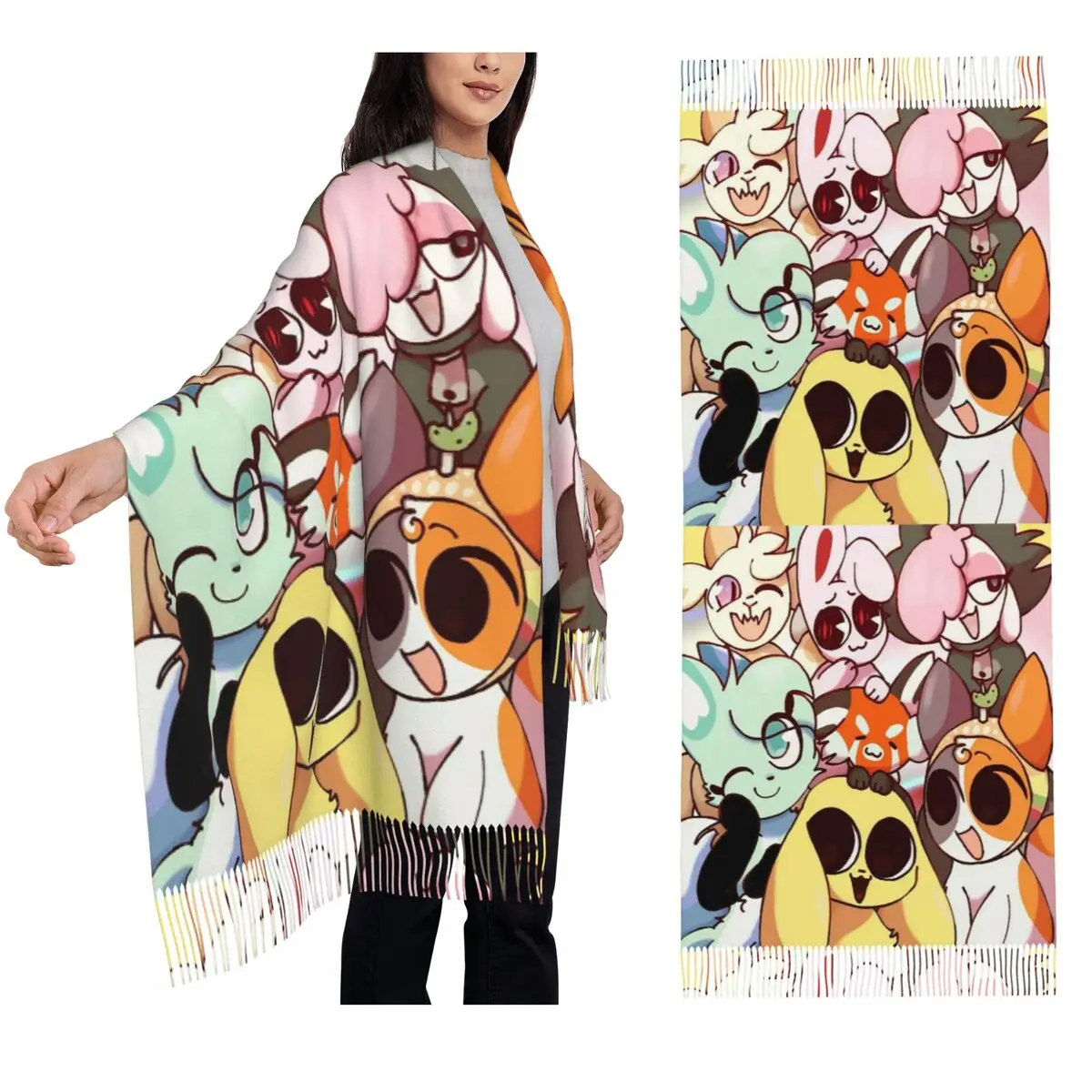 

Шарф Chikn Nuggit, шарфы с кисточками для женщин, мягкие теплые шали и накидки, длинная осенне-зимняя шаль