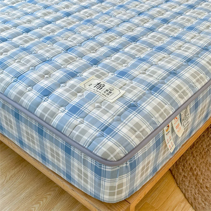 Classic Plaid Antimicrobial Mattress Protector,Quilted Mattress Cover- Comfortable and Hygienic for a Healthier Sleep