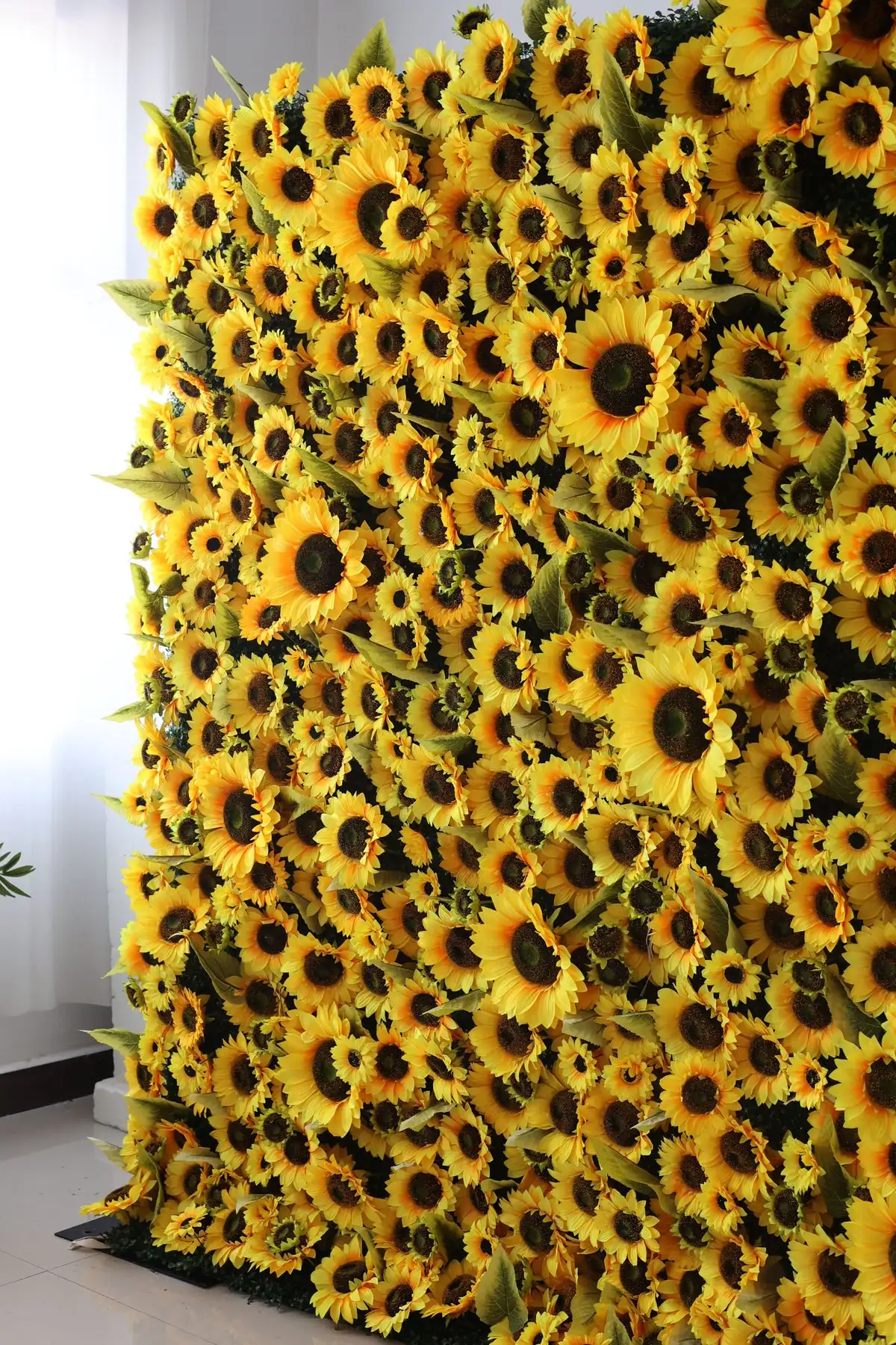 Luxury yellow sunflower 3D artificial plant fabric wall outdoor wedding background birthday party background decorative props