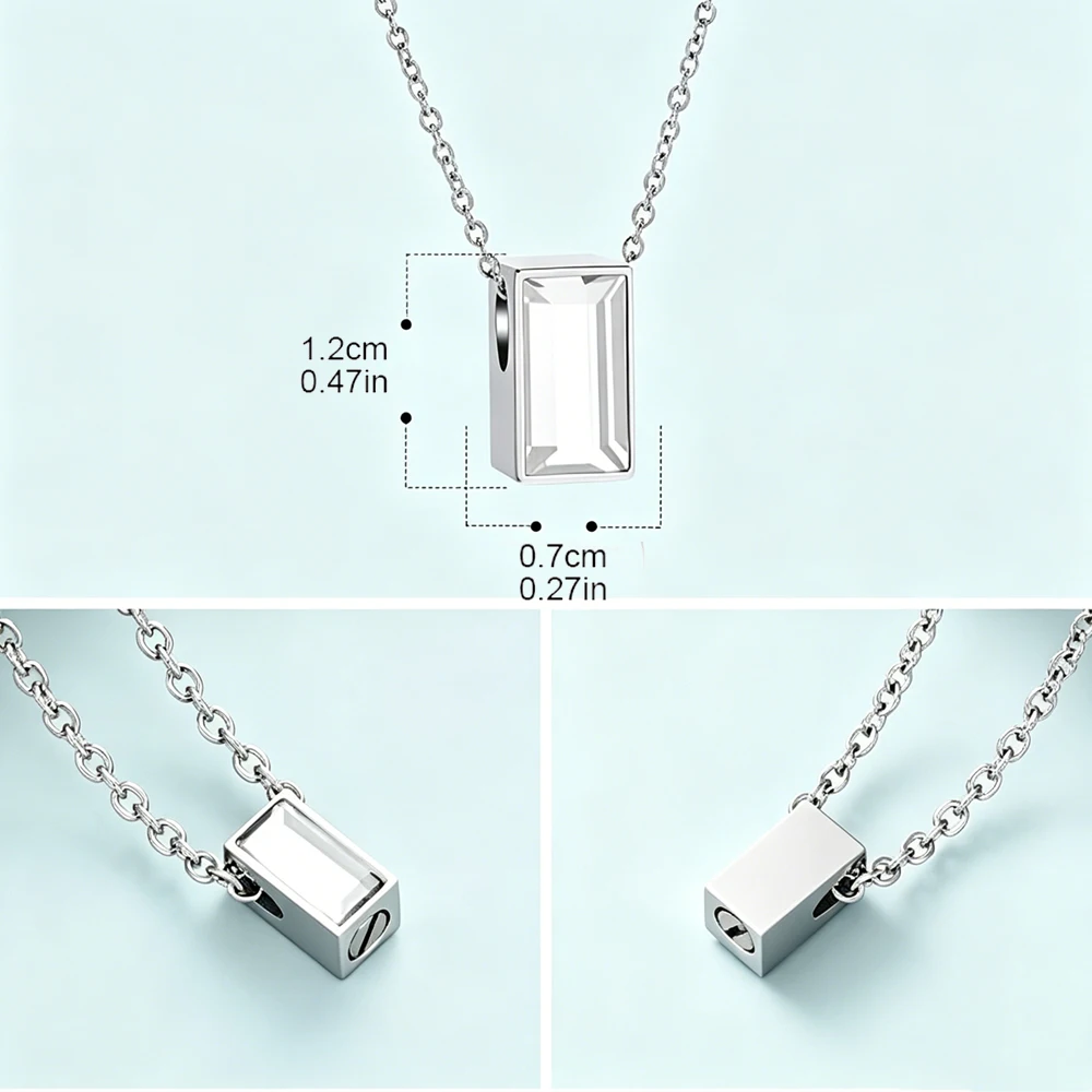 Cremation Jewelry for Ashes Stainless Steel Crystal Urn Necklace for Women Keepsake Human Memorial Ashes Holder Pendant