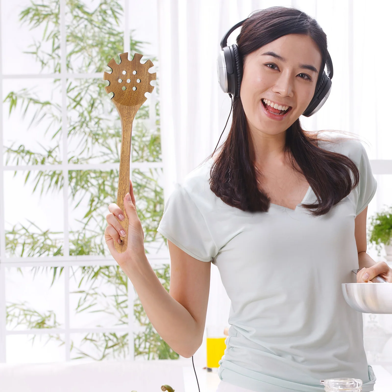 

5 pcs Wooden Kitchen Utensils Set Heat Resistant Wood Spoon Soup Ladle Spatula Serving Spoon For Non-Stick Cookware Cooking