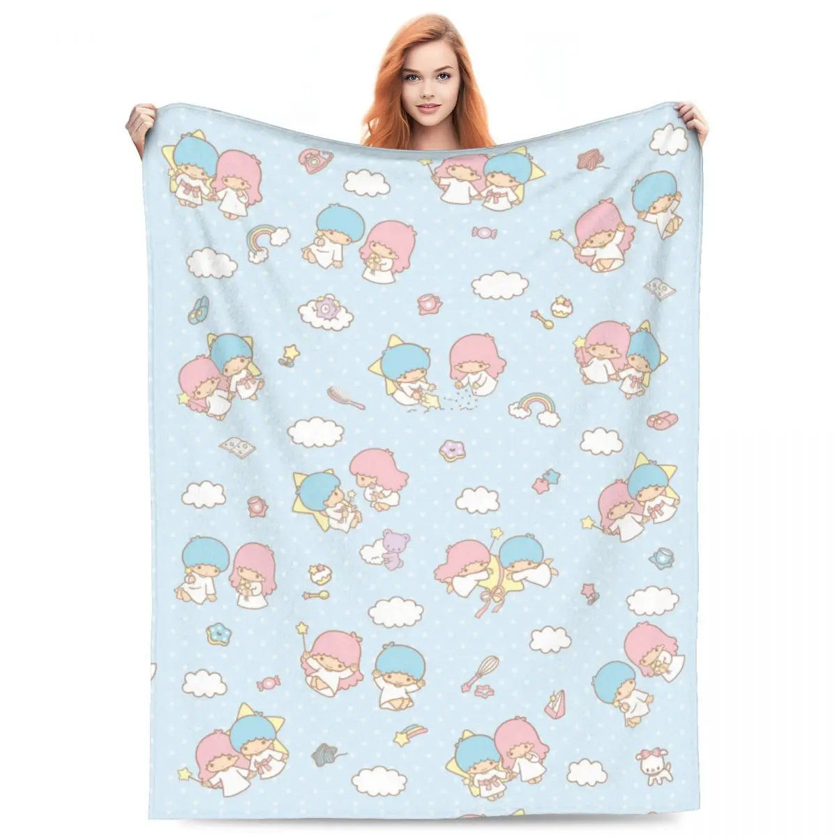 Kawaii Cartoon Little Twin Stars accessori coperta Warm Sanrio Merch coperte e getta regali incredibili