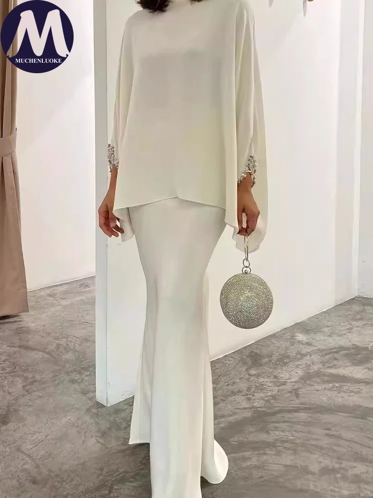 

2 Pieces Set for Woman Summer New Elegant Casual O Neck Sleeve Wrapping Tops Suits Fashionable Slim Fit Women's Bust Skirt Sets
