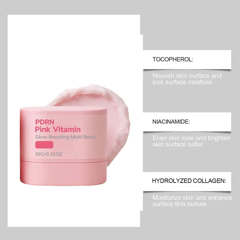 PDRN Pink Vitamin Glow Boosting Multi Balm 10g Collagen Face Stick Anti Wrinkle Aging Lifting Firming Hydrating Skin Care