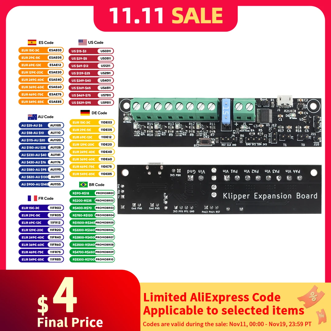 

FYSETC 1 шт. 3D-принтер Voron STM32F042F6P6 MCU Klipper Expander высокое качество Voron 2.4 Expander