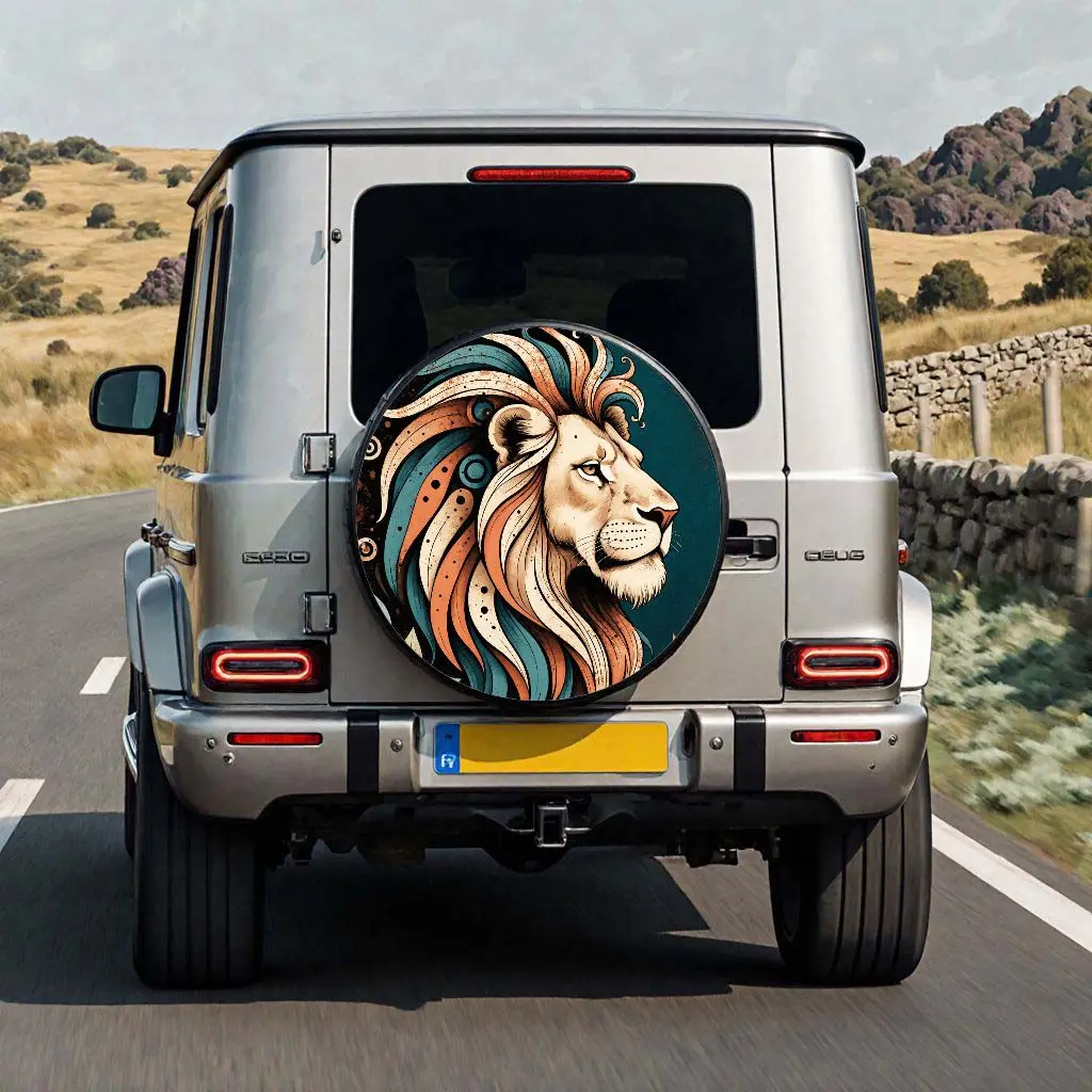 

Художественный чехол для покрышки с головой льва, прочная защита запасного колеса