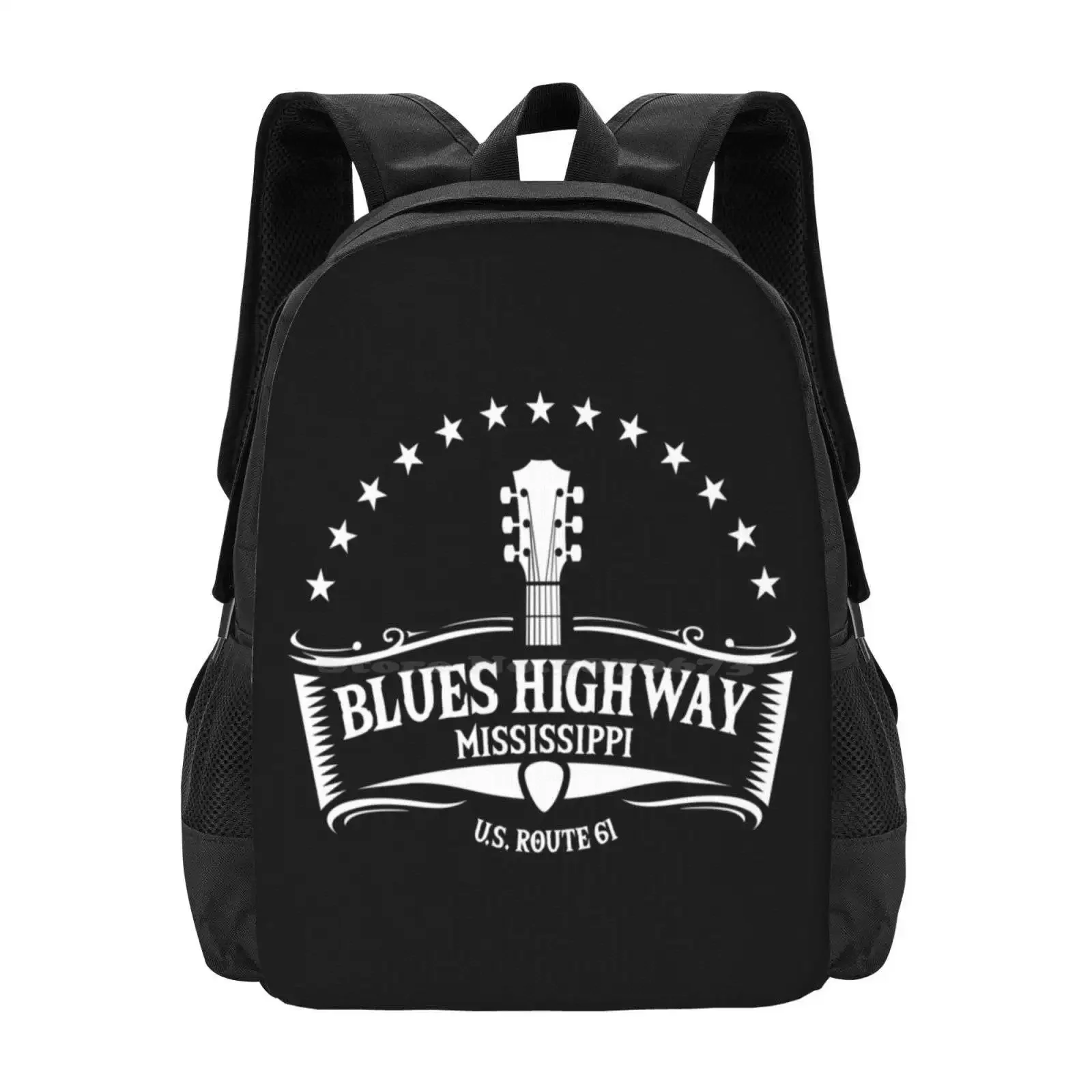 

Mississippi The Blues Highway 61 Music Usa Guitar Hot Sale Schoolbag Backpack Fashion Bags Mississippi Usa Guitar Route 61