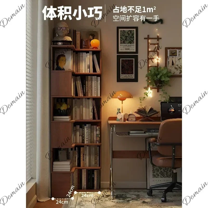 RFV Corner bookcase floor-to-ceiling shelf integrated against the wall Bedroom bedside corner narrow bookshelf Corner storage sh