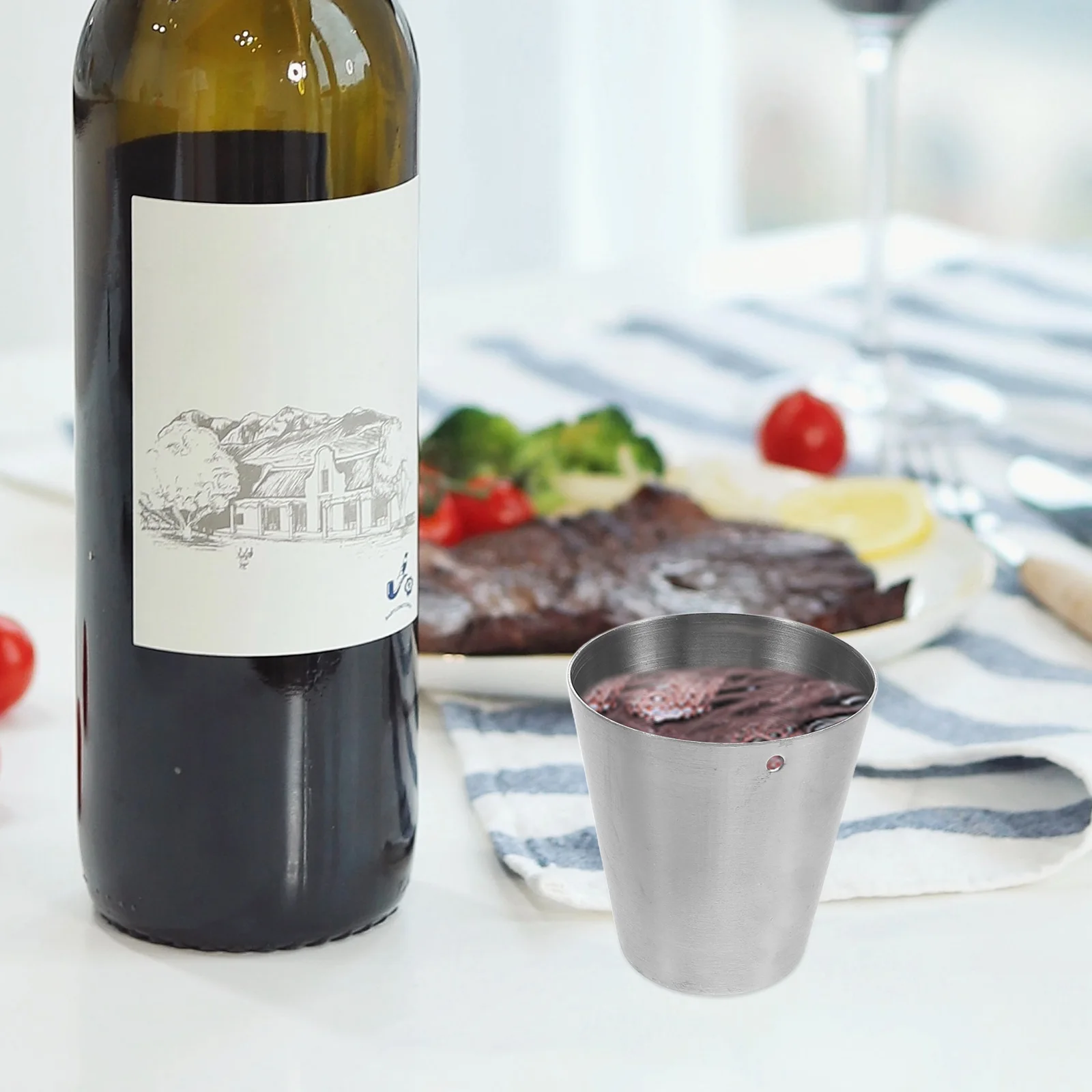 

60ml Mini Stainless Steel Shot Glass Necklace Beaded Chain for Parties Weddings Celebrations Shot Glasses on Beaded Necklaces