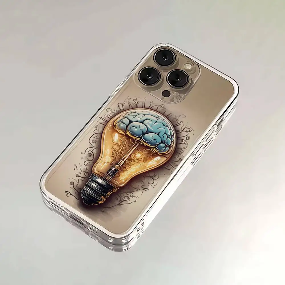 Casing HP Motif Otak untuk iPhone 6,16,15,14,13,12,11,17 Pro,Max,Plus,X,XS,XR,SE,Mini Transparan Bahan Lembut