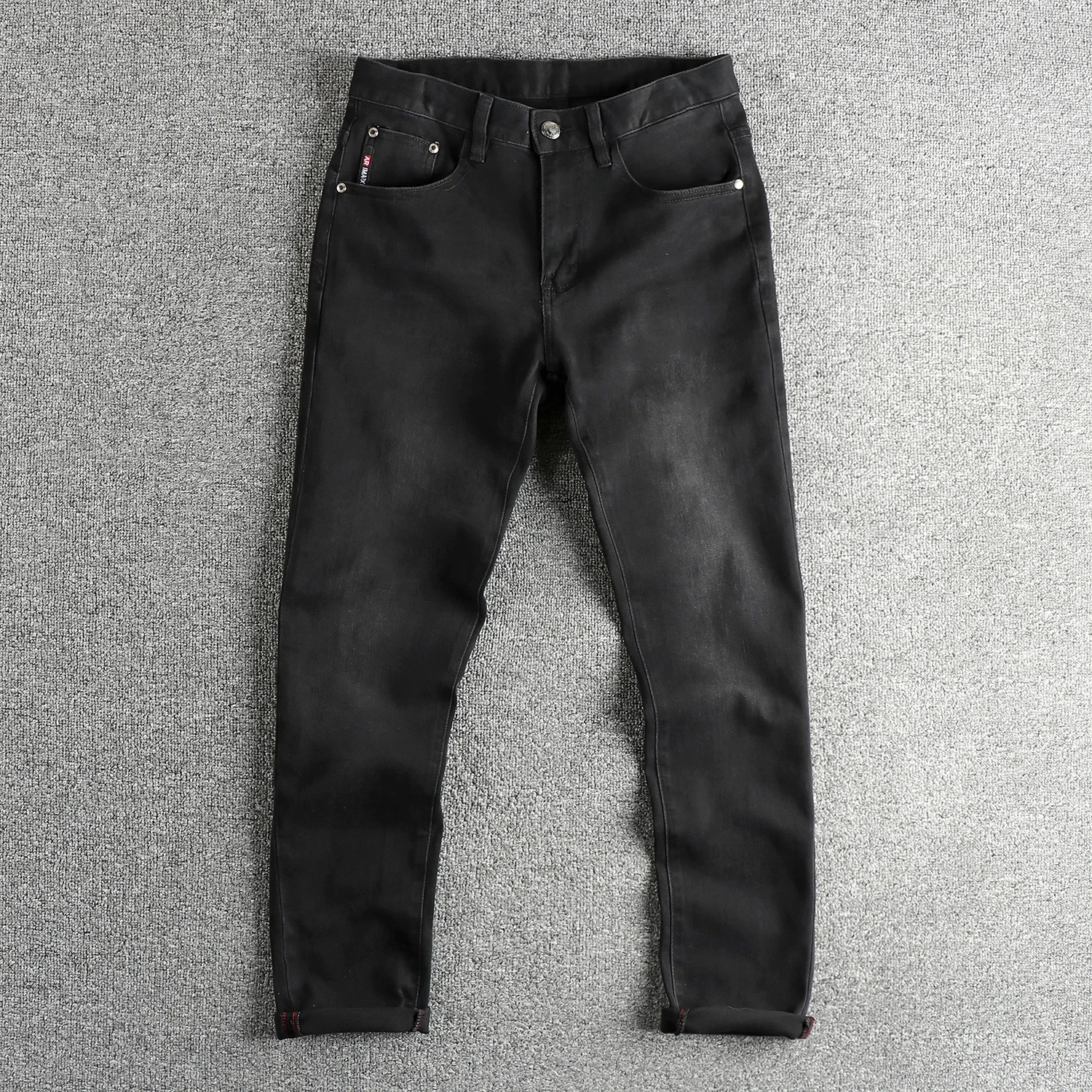

Men's Black-Grey Washed Vintage Jeans American Retro Distressed Slim Fit Skinny Trousers Stretch Comfort & Trendy Youth Pants