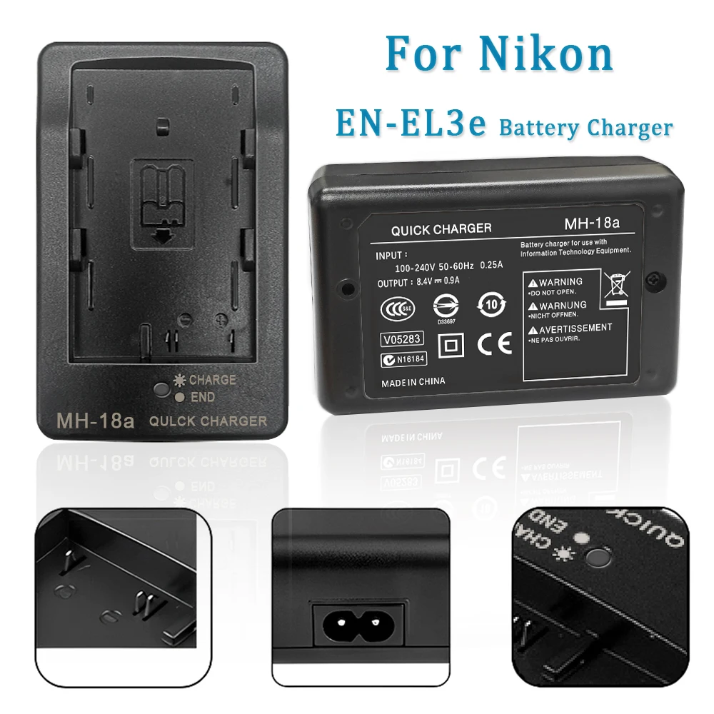 MH-18 MH18A Battery Charger for Nikon EN-EL3E D50 D70 D100 D80 D200 D90 D300 EN-EL3E EL3A EL3E D100SLR D700 D70S MH-18A