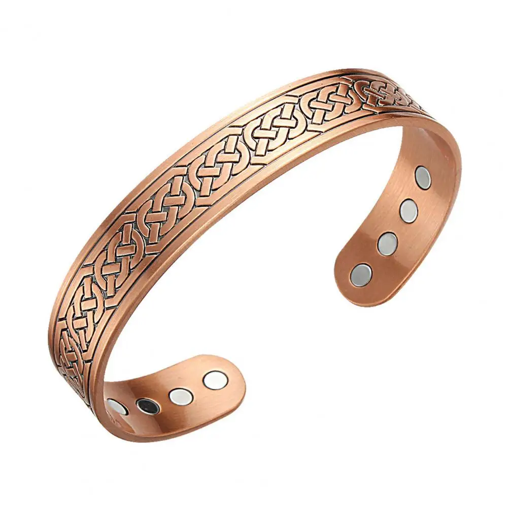 Magnetic Therapy Bracelet for Men Retro Engraved Copper Men's Magnet Bracelet Adjustable Circumference Lightweight for Positive