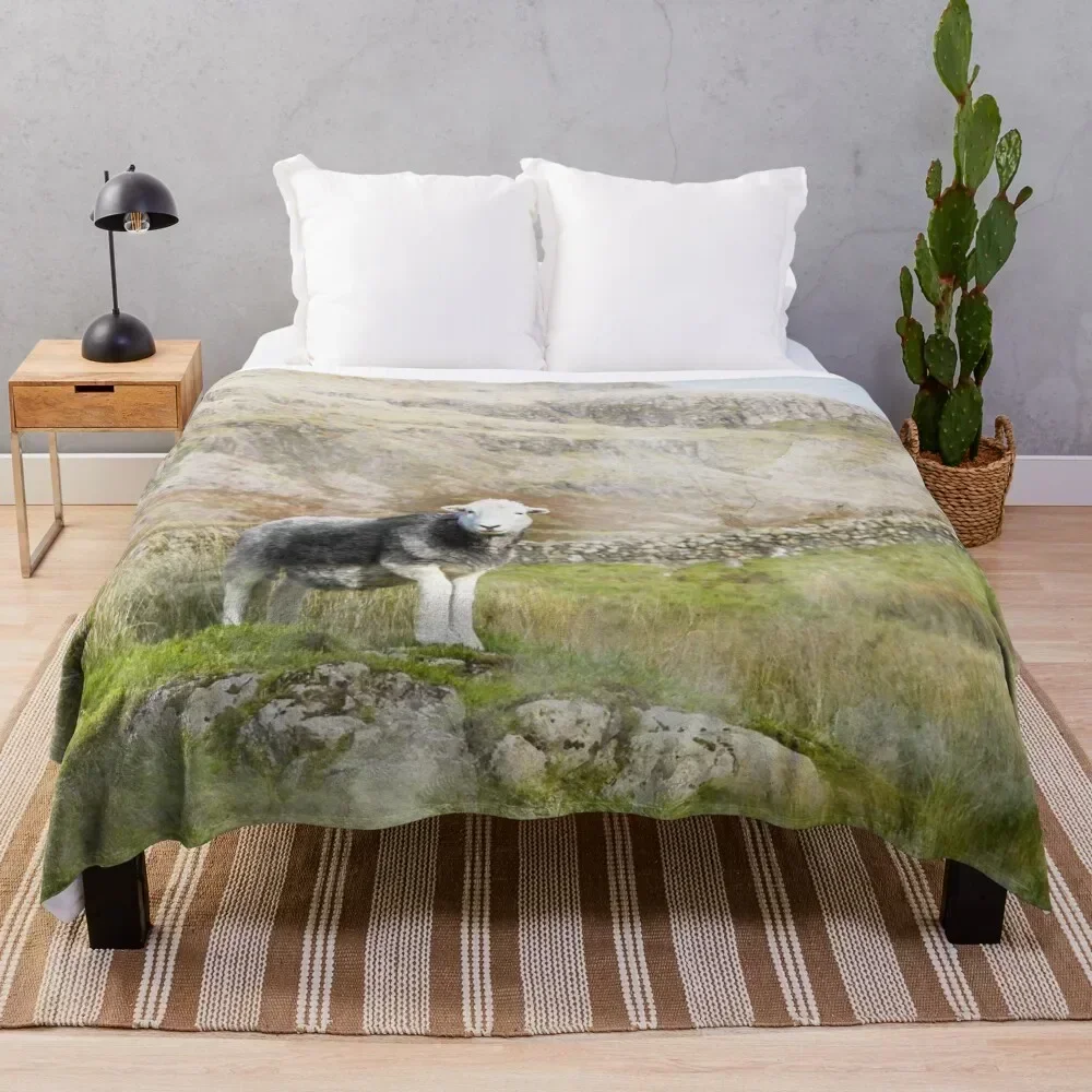 

Herdwick Sheep Landscape Watercolour Photograph Throw Blanket Ultra Plush Cozy Blanket for Napping Sleeping