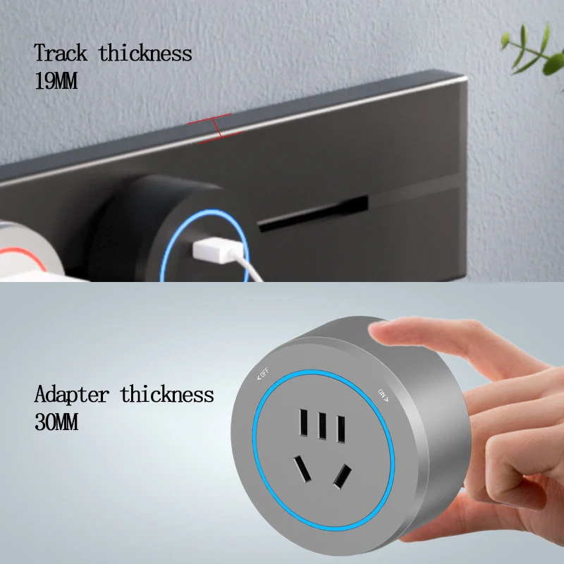 Electric Mobile Track Kitchen Socket Slide Rail Wall-mounted Adapter Surface-mounted Socket Br Us Eu Standard Removable Track