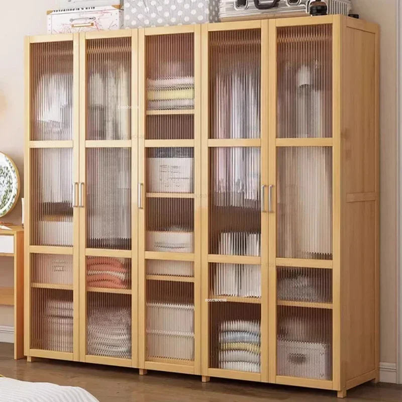 Simple Acrylic Wardrobes Nordic Bedroom Furniture Large Capacity Storage Locker Clothes Organizer Home Dormitory Bamboo Closet L