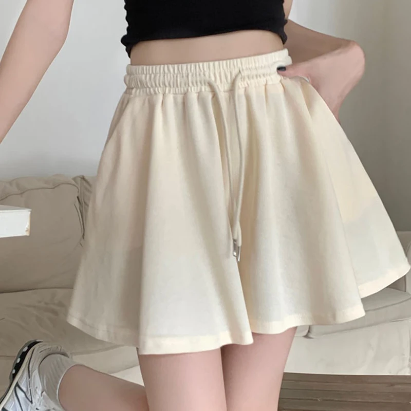 New Arrivals Black Summer Skirts Shorts For Women Elastic Waist Casual Sweet Wide Leg Short Pants Female