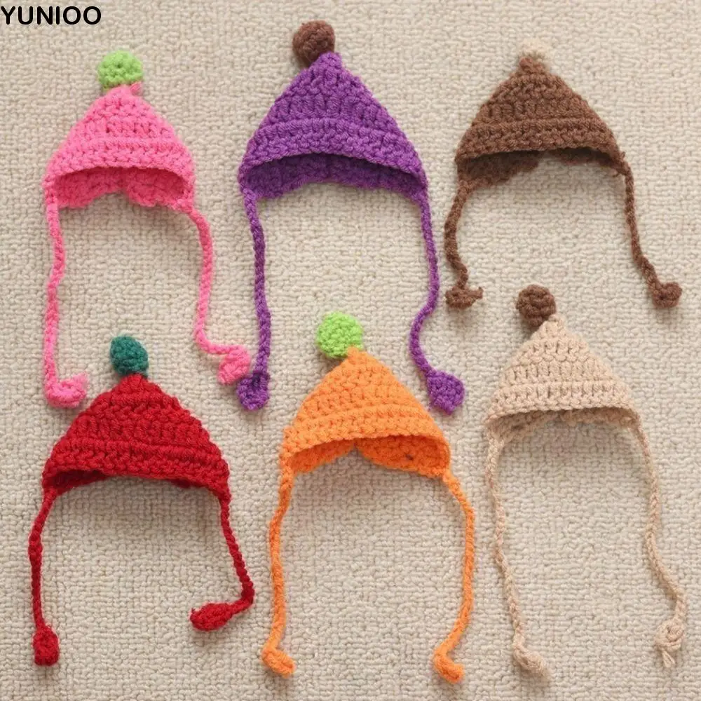 

Cartoon Candy Color Mini Knitted Hats Fashion Cute Animal Doll Hat Plush DIY Casual Wear Hat Doll Accessories