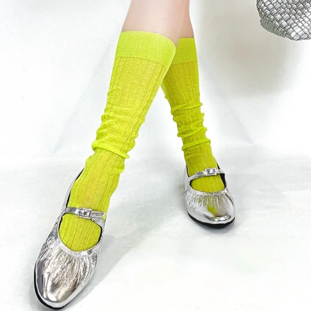 

Comfortable Lolita JK Calf Socks Thin Solid Color Knee High Socks Breathable Japanese Style Thin Long Socks Spring Summer