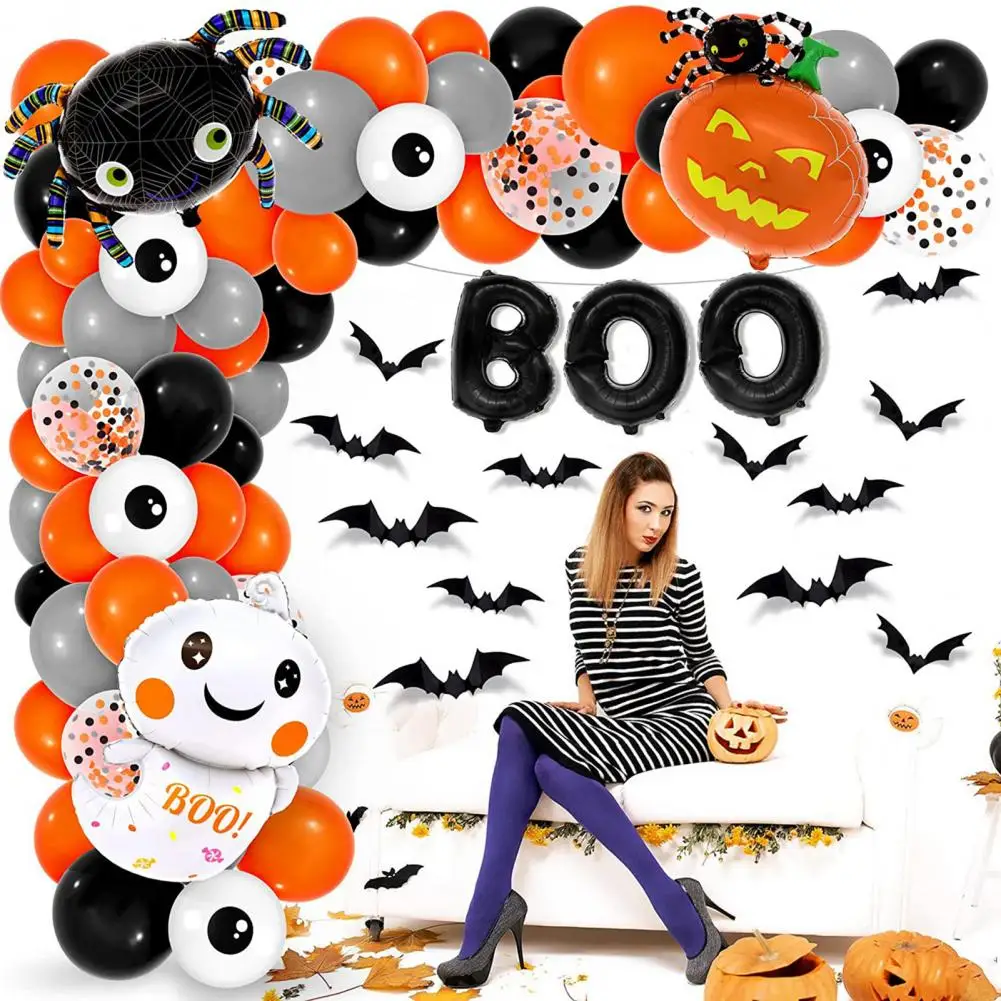 Party Balloons Set Spooky Halloween Balloon Arch Kit with Ghosts Pumpkins Skulls for Boo Birthday Party Decorations Balloon