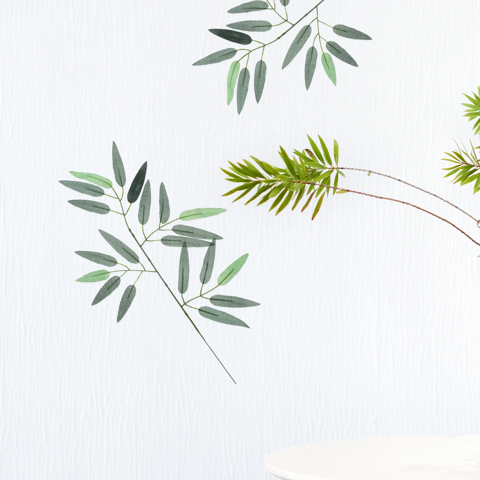 

50pcs Artificial Bamboo Leaves Green Silk Stems Fake Plants Decorative Leaves For Home Wedding Garden Decoration Faux Bamboo