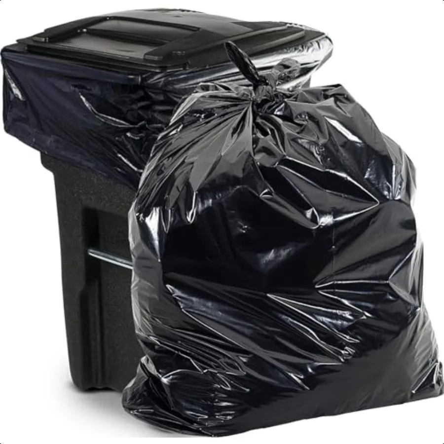 

65 Gal Black Heavy Duty Garbage Bags 1.5 Mil 50x 48 Pack of 50 For Contractor Outdoor Construction Storage