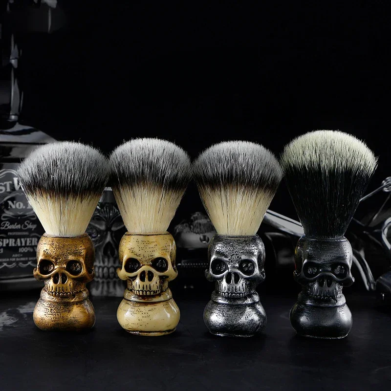 Skull Head Shaving Brush Barbershop Beard Brush Shaver Bowl Kits Men Barber Salon Supplies Beard Shaving Set Barber Accessories