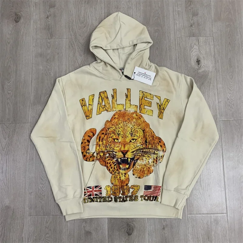 그레이 워시 VALLEY 후드티 남성 여성 자수 로고 Vale American Zip Jackets
