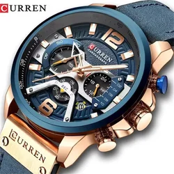 Curren 8329 Casual Gift Clock Watches for Mens Leather Creative Fashion Luminous Dial with Chronograph Clock Male Wristwatches