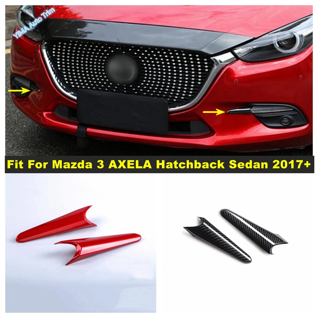 

ABS Car Front Bumper Fog Lamps Eyelid Eyebrow Stripes Cover Trim For Mazda 3 AXELA Hatchback Sedan 2017 2018 Red / Carbon Fiber