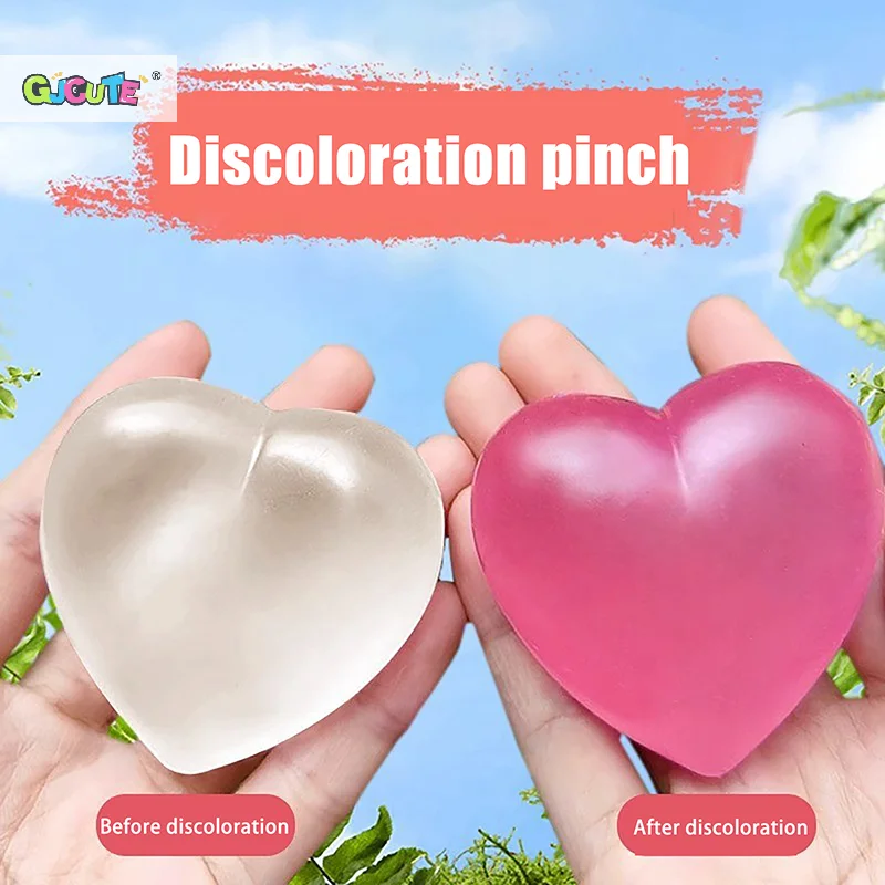 Heart Soft Squeeze Toy Color Changes With Exposed To Light Anti Stress Adult Toy Pinch TPR Soft Decompression Slow Rebound Toys