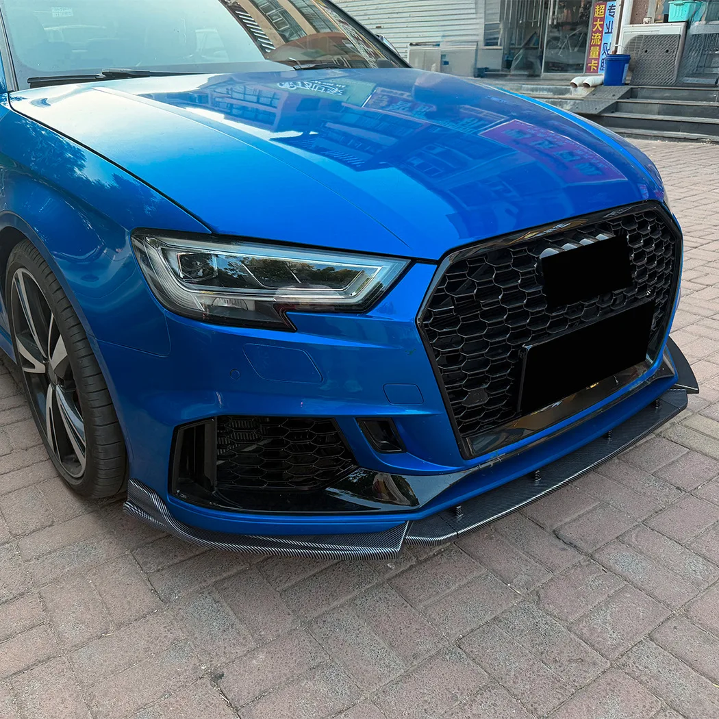 For Audi RS3 8V 2017-2022 3pcs/Set Car Front Bumper Lip Chin Spoiler Protector Guard Body Kit Exterior Tuning Accessories