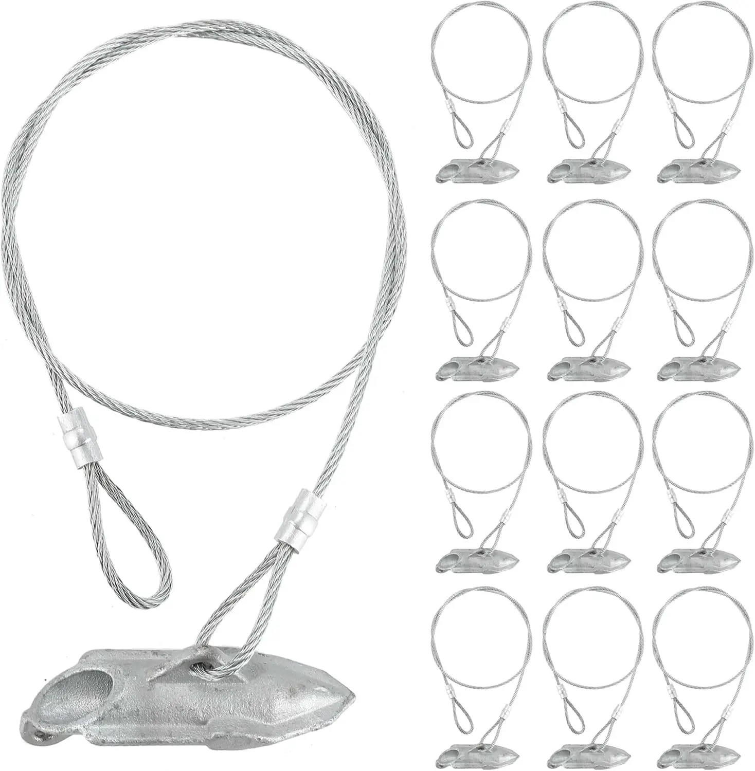 

12 Pack Ground Earth Anchors, 30" x 1/8" Cable Easy Hook Anchor for Shed, Fence, Greenhouse, Swing Set, 1000 Lbs Hold Strength