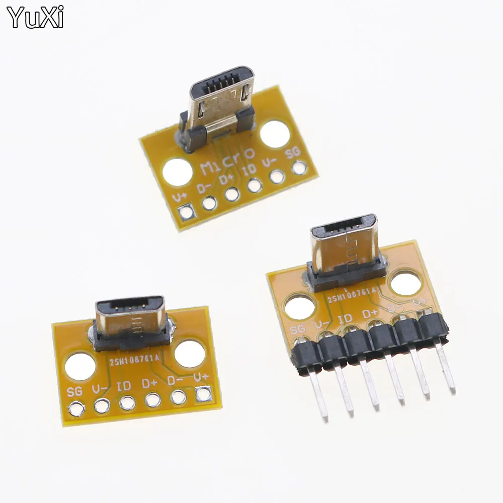 YUXI 1PCS Vertical Horizontal Micro Female Socket PCB Board USB Welding Board Android MICRO Male Socket Charging Phone Plug