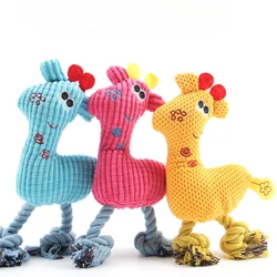 New Pet Toy Giraffe Shape Corduroy Dog Squeaky Toys Cotton Rope Puppy Cleaning Teeth Chew Toy Pet Training Dog Accessories