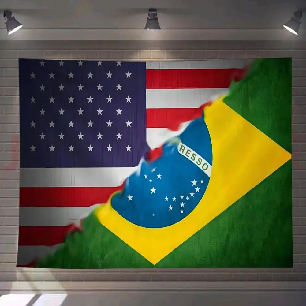 

United States and Brazil Tapestry For Bedroom Living Room Outdoor Wall Decor Simple Stylish Art Piece Vertical Design