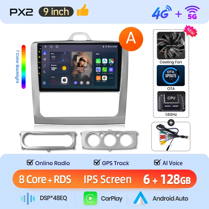 AWESAFE Draadloze CarPlay Android Auto Radio voor Ford Focus 2 3 Mk2 Mk3 2004 2005-2011 Auto Intelligent Systemen RDS GPS FM BT SWC