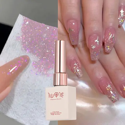 15ml Pink Glitter Aurora Gel Polish Opal Nail Glitter Gel UV Soak Off vernice Sparking Gel per Manicure semipermanente per unghie