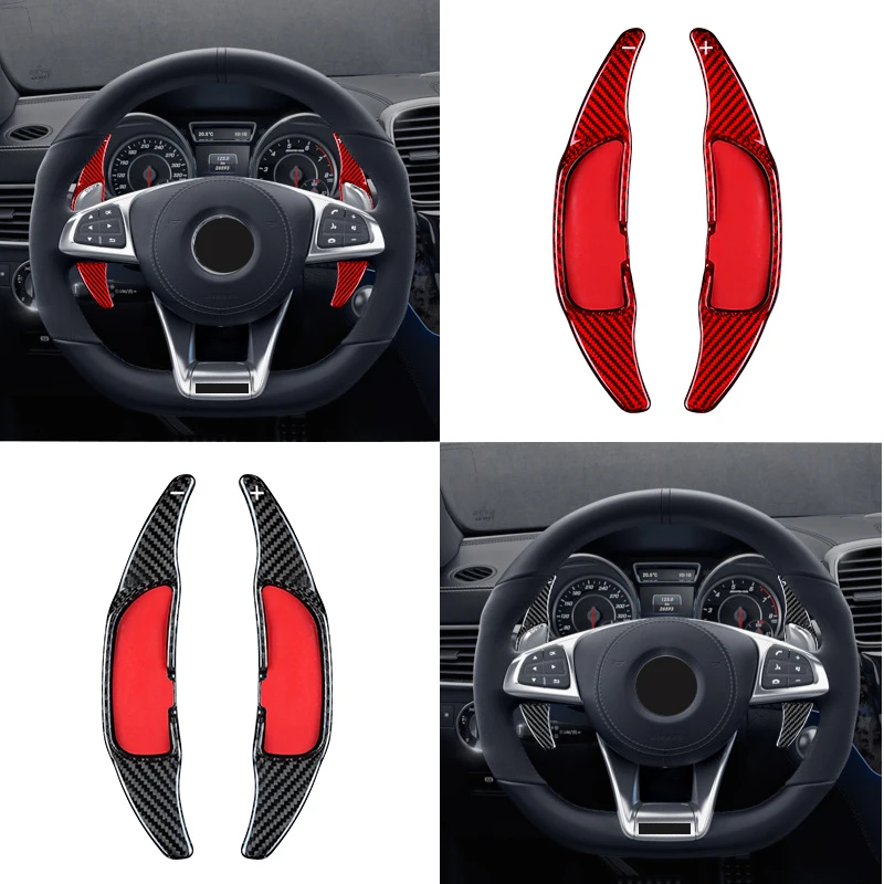 

carbon fiber material Car trim interior Steering wheel Shift Gear paddles For BENZ A45 CLA45 C63 CLS63 S63 GLA45 GLE63 2015-2018