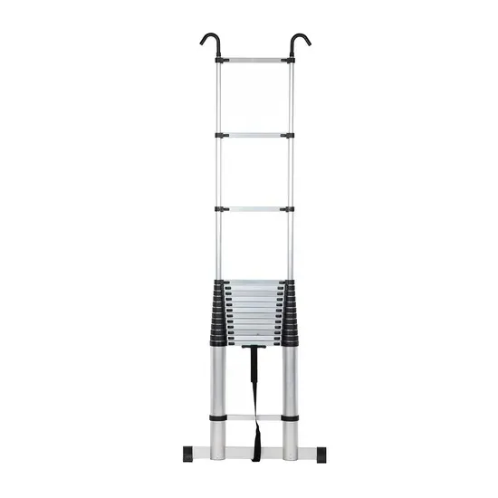 Single Extension Telescopic Folding Ladder with 2 Hooks Aluminum Material for Roof Attic Garden Step Ladder