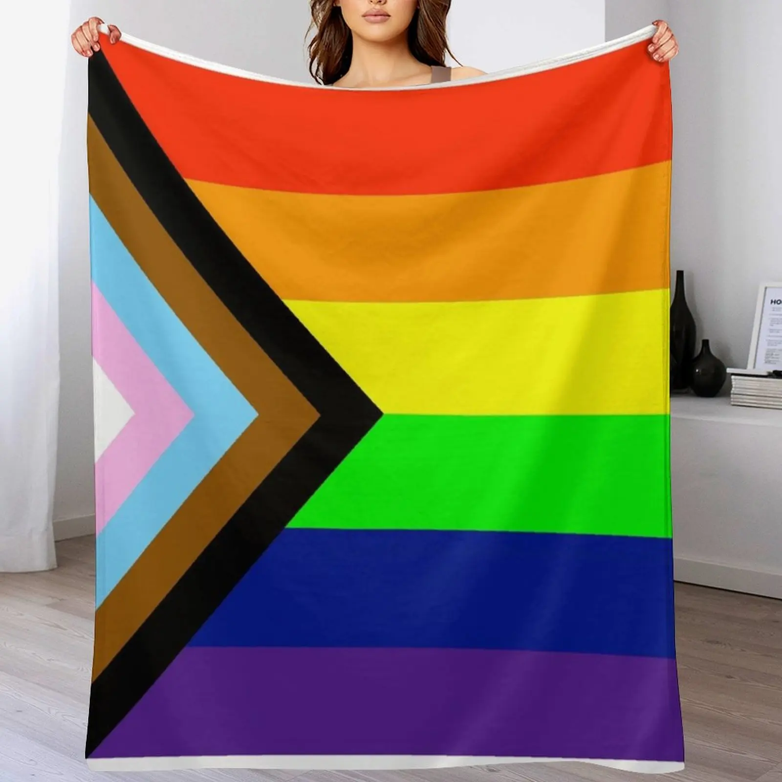 

inclusive progress pride flag! Throw Blanket christmas gifts Kid'S Soft Plush Plaid Blankets